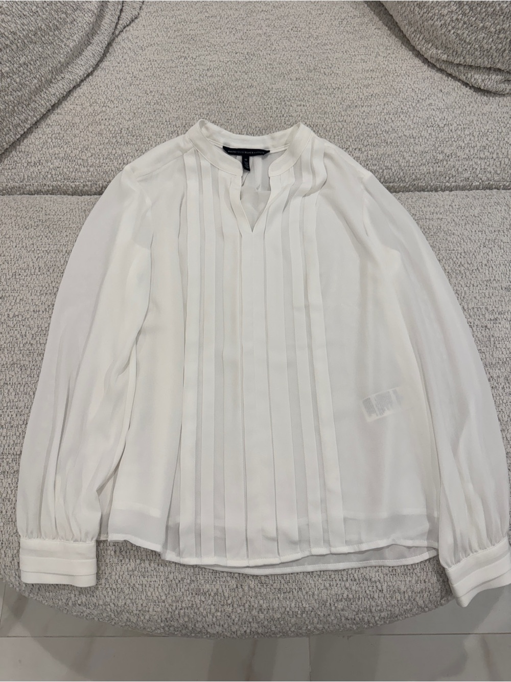 White House Black Market White Long Sleeve Blouse Top
